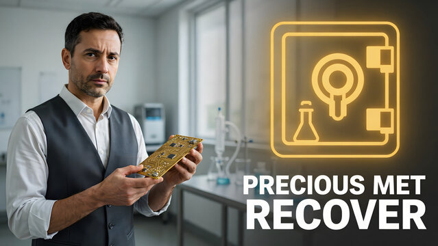 Precious metal recovery process illustration with laboratory