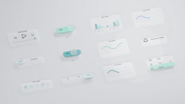 UX glass liquid effect buttons elements bg able to loop endless 4k