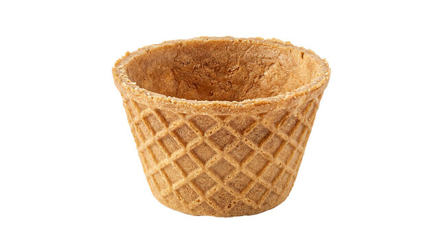 Close-up of empty waffle cone cup on black background