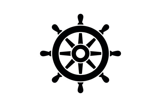 Ship steering wheel nautical icon vector