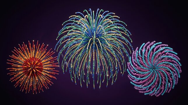 3d new events abstract background design mew 2026 Colorful fireworks display exploding in night sky illustration