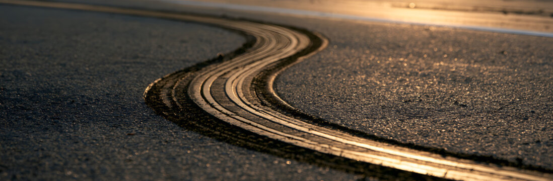 Tyre imprint. Track for vehicles. Silhouette of a car tyre