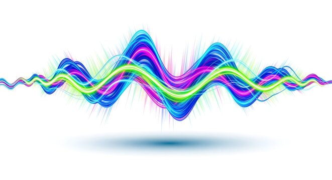 Neon energy wave streak, isolated white background