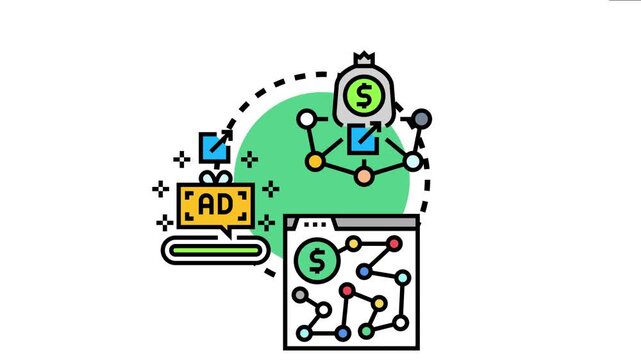 Pay per click advertising initiative concept showing online advertisement campaigns generating traffic and revenue through cost per click models