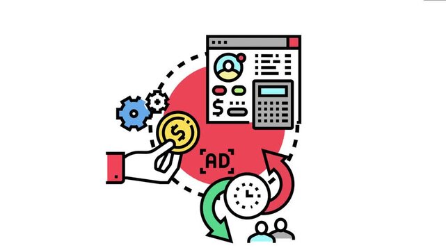 Professional portraying the process of obtaining paying clients by leveraging targeted digital advertising campaigns. User engagement