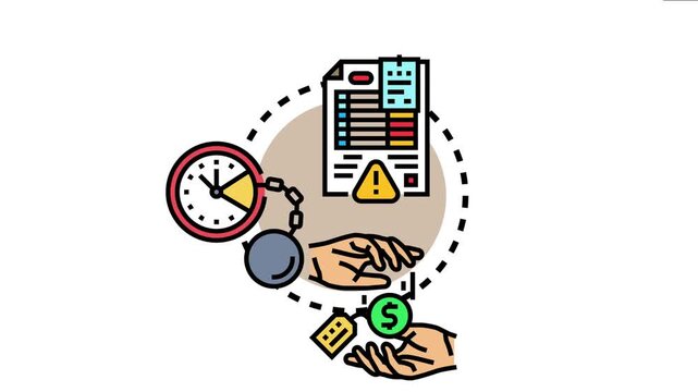 Debtor paying an overdue invoice, symbolizing the pressure of late payments, financial burdens, and the importance of timely transactions in business and finance