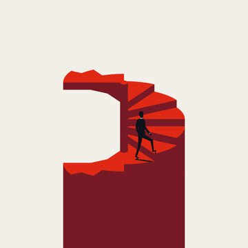 Business career growth vector concept. Symbol of corporate ambition, future promotion, professional leadership success. Minimal design eps10 illustration.