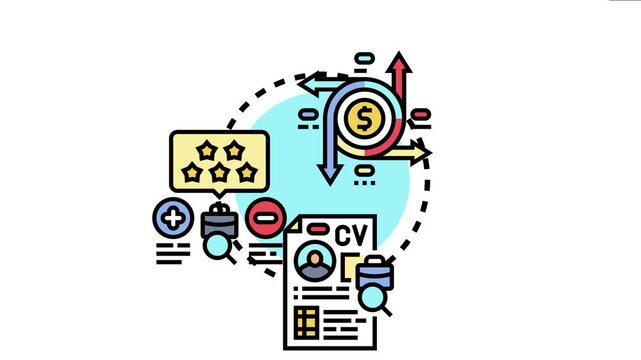 Payroll processing system financial management, employee benefits, and human resources administration, with elements of cv review, performance rating, and money flow