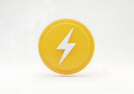 Bright yellow lightning bolt icon on circular button