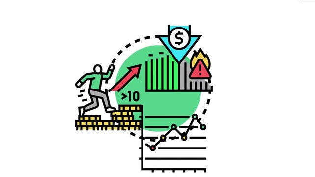 Investor striving to overcome financial challenges in dynamic markets, experiencing uncertainty, risk, and price fluctuation with a focus on investment management and economic analysis