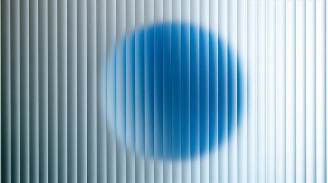Blue sphere behind frosted ribbed glass minimal abstract background