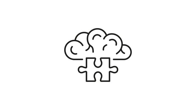 Brain Puzzle Piece Animated Icon With Alpha Channel. Cognitive Development, Problem Solving, And Mental Health Motion Graphic. Intelligence And Creativity. On Transparent Background