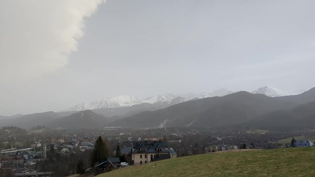 General view of Tatra mountains range. Zakopane, Poland.