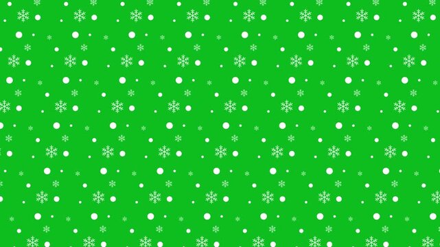 White snowflakes and tiny stars create a repeating festive pattern on a bright green background for winter holiday designs.
