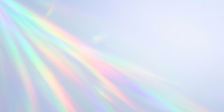Ethereal holographic prism light streak on purple background with abstract atmospheric dispersion creating rainbow beams on a plain surface refraction leak spec