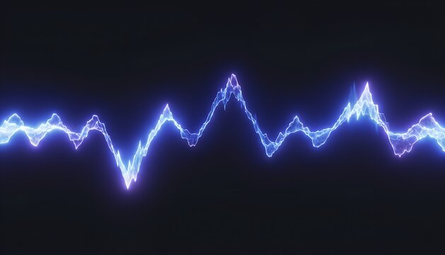 Vibrant electric blue lightning energy wave moving across a dark space background