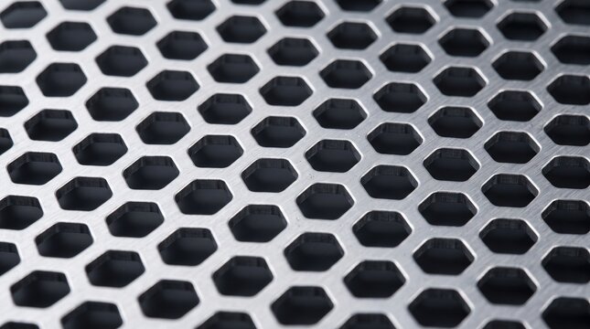 hexagonal pattern honeycomb grille metal mesh industrial plate silver texture geometric grid pitted metal filtered panel ventilation cover speaker grill architectural mesh