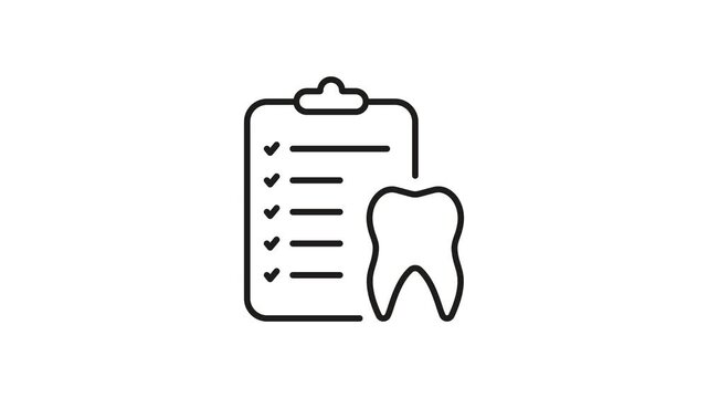 Dental Checklist Animated Icon With Alpha Channel. Oral Health Assessment And Dental Care Planning Motion Graphic. Dental Examination And Treatment Planning. On Transparent Background