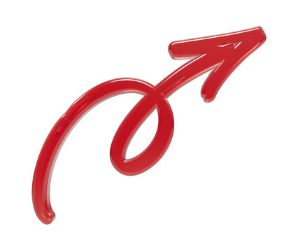 Red hand drawn arrow pointing up and to the right on a simple page