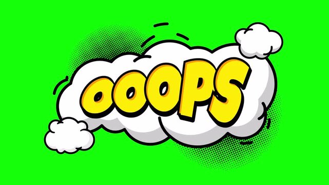 A comic strip Pop Art vintage colorful cartoon animation, wow comic text message animation on black and green screen screen background. 4K