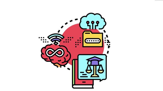 Permanent learning archive concept continuous knowledge acquisition. Combining a human brain with wi fi signal. Cloud storage. Data folders. And education symbols like books