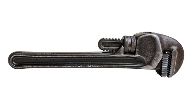 Isolated strong metal pipe wrench, durable industrial plumbing tool for professional use