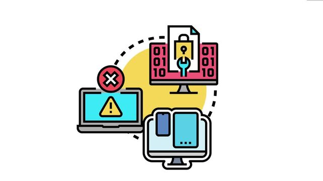 Permitted software usage license concept showing digital assets, secure access, unauthorized use warnings, and multi device compatibility for technology systems
