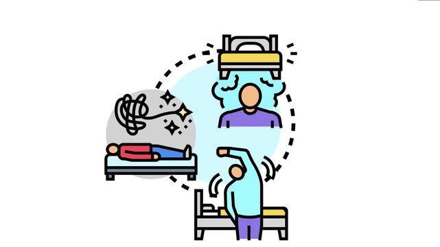 Person experiencing different persistent post traumatic stress disorder symptoms, including flashbacks, nightmares, insomnia, and difficulty sleeping through the night
