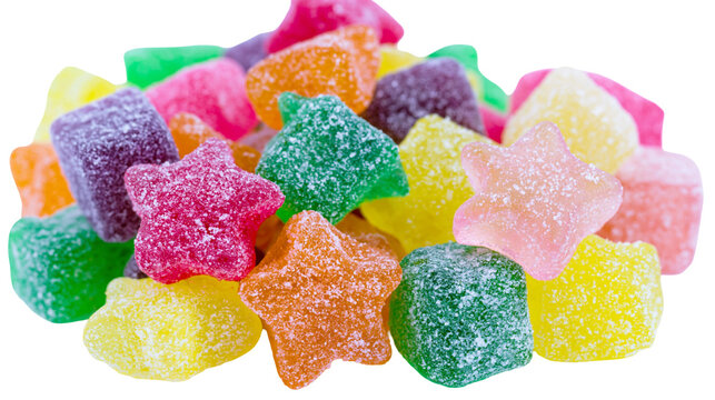 Isolated vibrant sugar-coated gummy candies a delicious assortment of colorful sweet treats