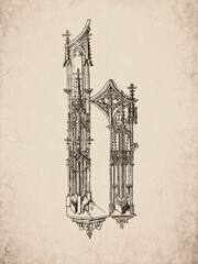 Decorated Gothic Architectural Initial Letter B From Gothic Alphabets © allexxandarx