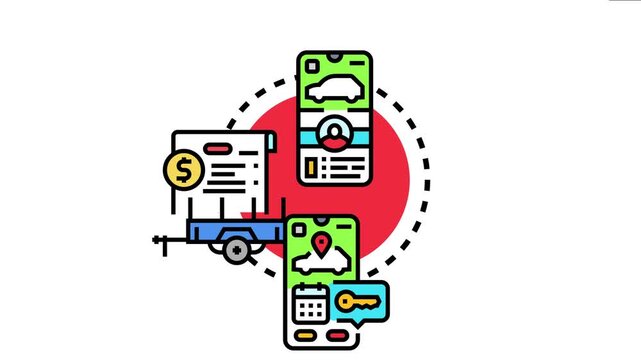 People sending car rental offers, receiving vehicle keys, and finding transport on a mobile application in a peer to peer carpooling framework