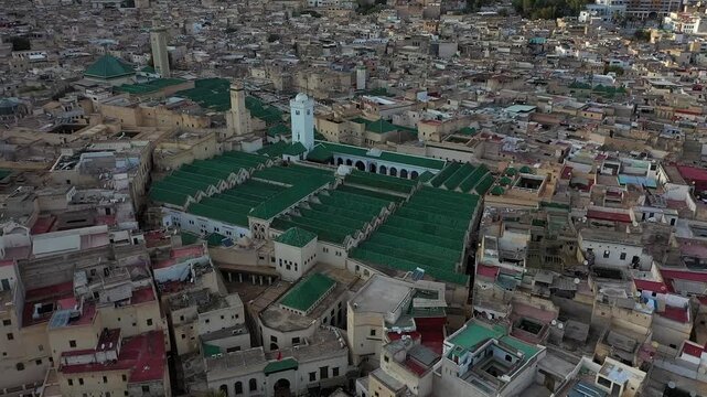 aerial view of fes city from sky old fez morocco