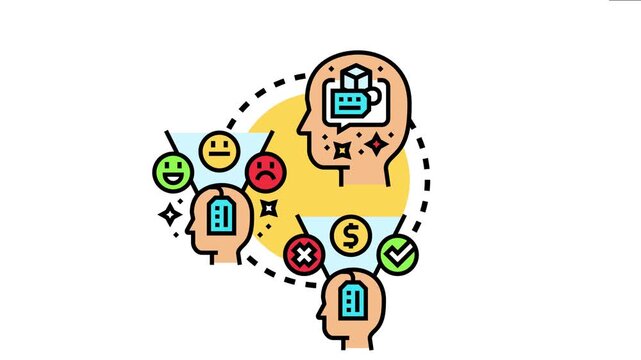 Human heads illustrate personal behavior data gathering, observing consumer preferences, emotions, and interactions to inform business strategies and improve user experience