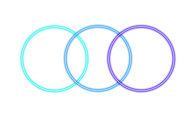 Three overlapping neon glowing circles isolated on transparent background © israt