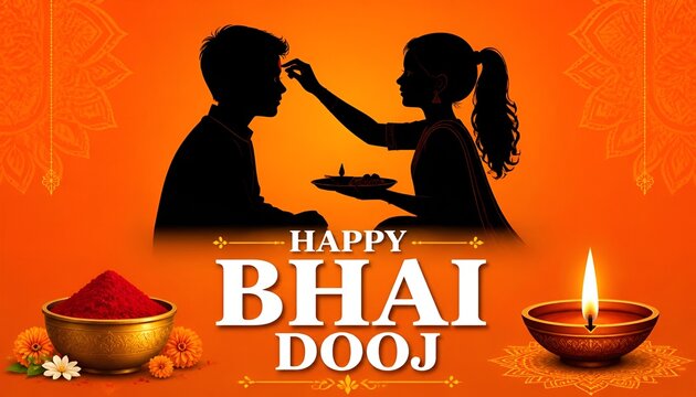 happy bhai dooj indian festival of brother and sister bond, vector illustration