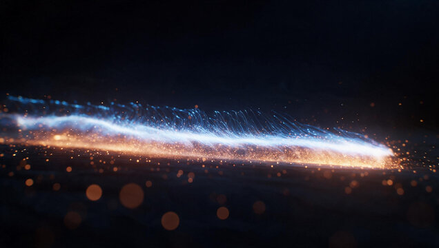 Abstract Glowing Energy Wave with Particles and Sparks