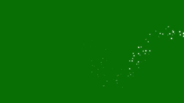 Glitter sparkles twinkle stars line and twinkle sparkle stars animation, fast glittering star lines, star sparkle vector doodles, glowing starlight glitter sparkle path on green screen. 4k video