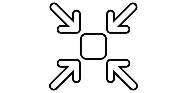 Minimalist square button icon with four inward arrows indicating compression or content reduction.