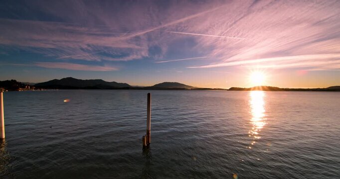  Landscape at dawn in Lesa on lake Maggiore.