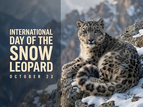 International day of the snow leopard celebrated with majestic feline portrait in mountains
