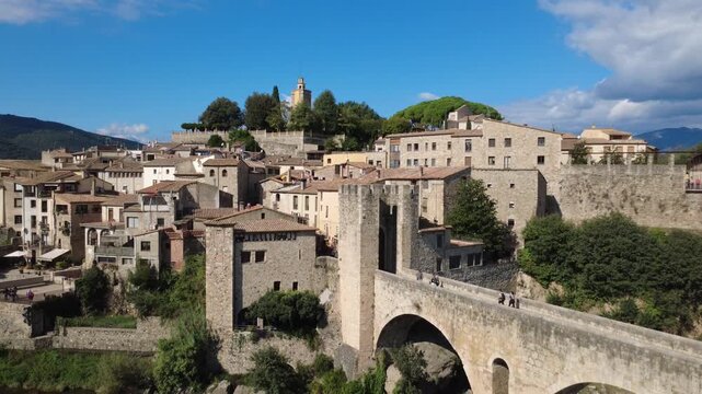 Medieval stone bridge of Besalu in La Garrotxa Girona Catalonia Spain