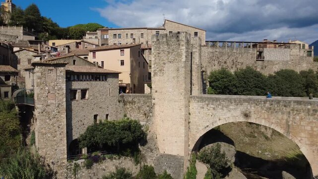Medieval stone bridge of Besalu in La Garrotxa Girona Catalonia Spain