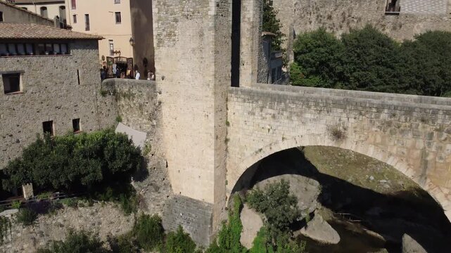 Medieval stone bridge of Besalu in La Garrotxa Girona Catalonia Spain