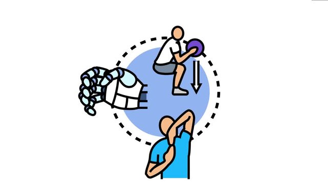 Physical force concept human strength, exercise training, and technological advancement with robotics, symbolizing progress in human capability and bionics
