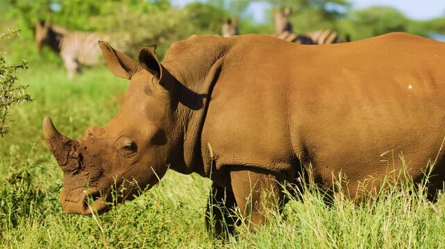 Close up of a black rhinoceros, (Diceros bicornis), South Africa Safari. 