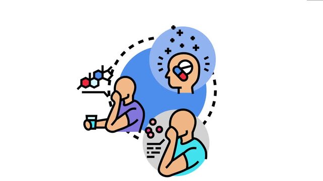 Illustrated concept depicting a placebo controlled trial, comparing different treatment groups and managing the experiment results during medical research and evidence based medicine