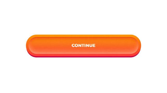 Isolated bright orange 'CONTINUE' button with shadow for modern web design and UI elements