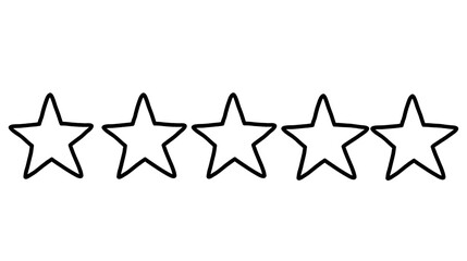 Isolated five empty star shapes for rating feedback, accompanied by a letter B and numbers. © Aoife