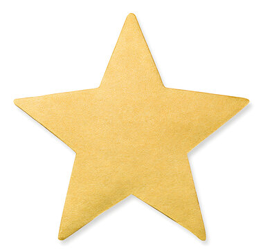 A Gold Foil Star Sticker Shown Against a Pure White Background