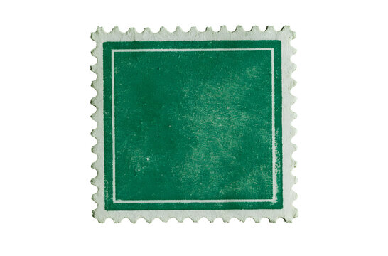 An old postage stamp on a white background, devoid of any design